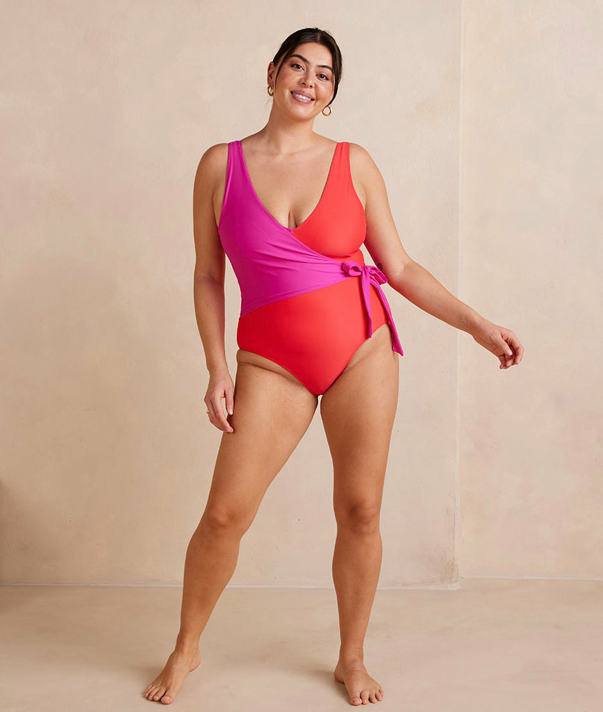 The Perfect Wrap One-Piece - Hibiscus & Grapefruit