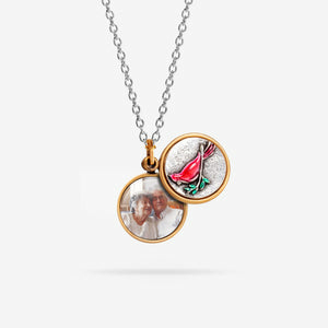 Red Cardinal Personalized Photo Locket Necklace