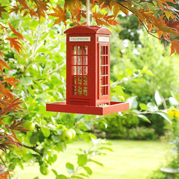 British Phone Box Bird Feeder 