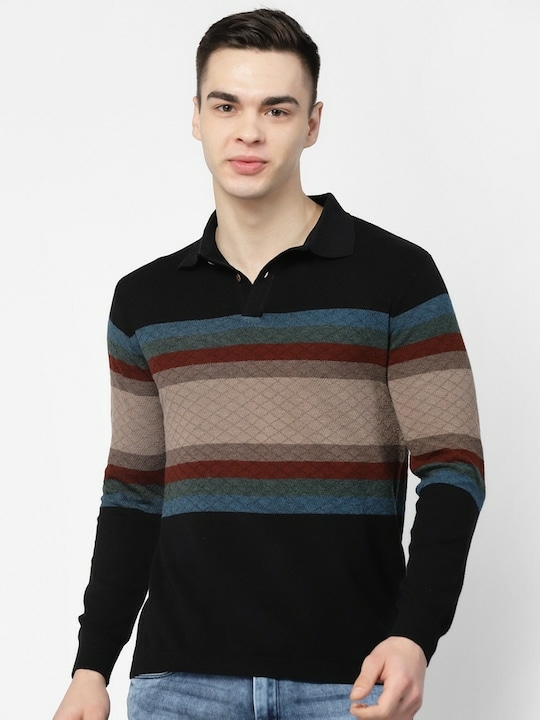 Never Pay Full Price for Kalt Striped Polo Collar T-shirt