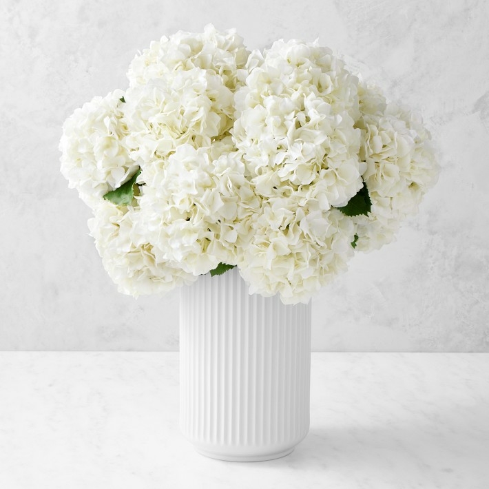 Jeff Leatham Real Touch Faux White Hydrangea Stems, Set of 12