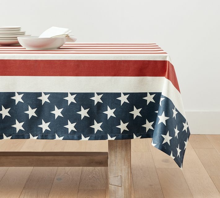 American Flag Oilcloth Outdoor Tablecloth