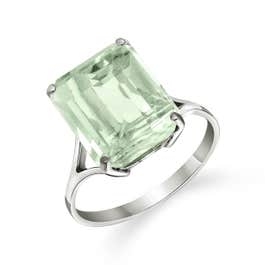 Green Amethyst Auroral Ring 6.5ct in 14k White Gold