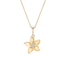 Diamond Flower Petal Pendant Necklace 0.05ct in 9ct Gold