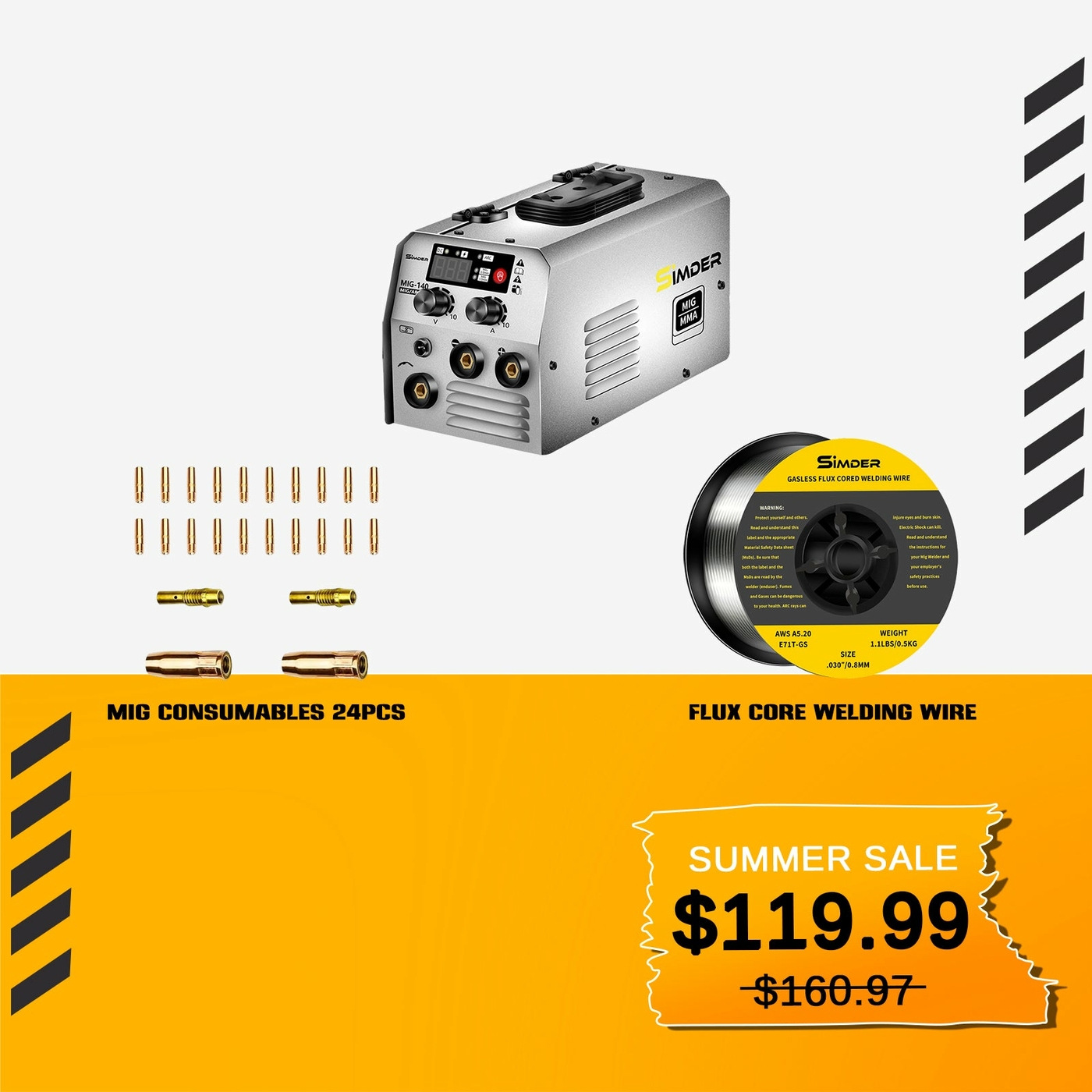 SSimder MIG-140S Gasless 2 in 1 MIG Welder