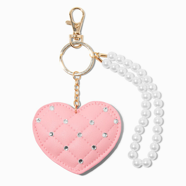 Quilted Pink Heart Wristlet Keychain