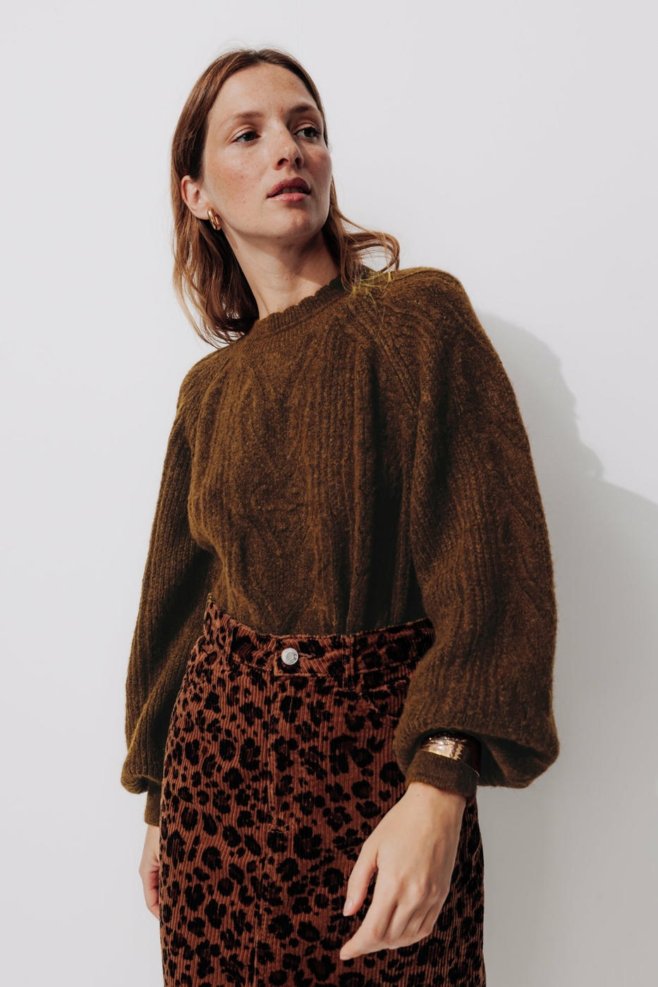 Jersey trenzado cuello redondo