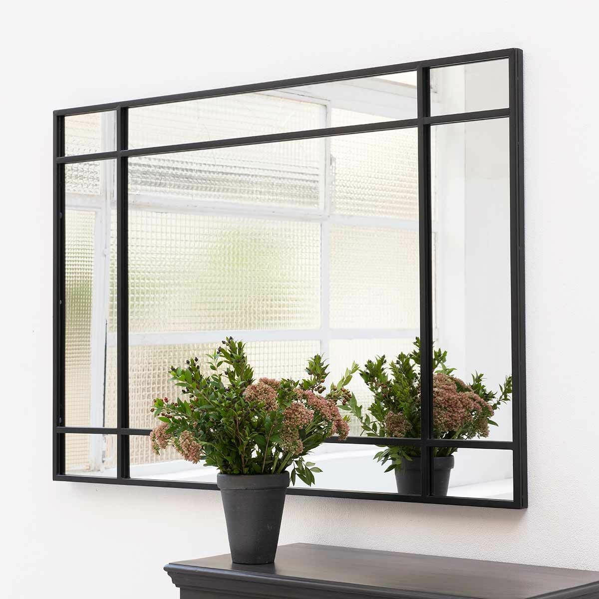 Miroir Art Déco en métal noir 130 x 90 cm - Wallis