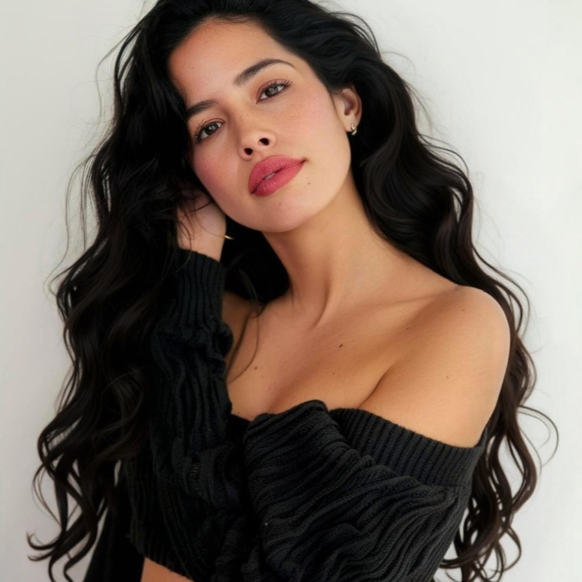 invisible clip-in hair extensions natural black.