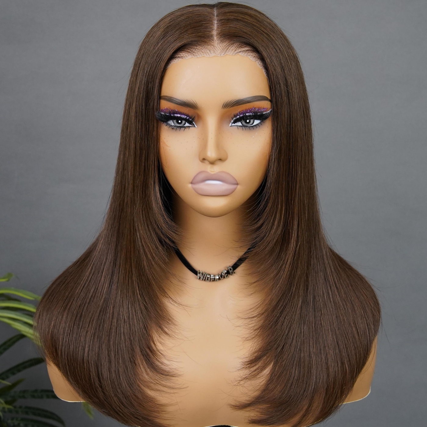 New Layered Cut Wigfever Chocolate Brown & Reddish Brown Layered Cut Silky Straight Pre-Plucked And Pre Cut Glueless 7*4 Lace Closure Wig
