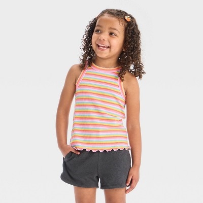 Toddler Girls' Striped Ribbed T-Shirt - Cat & Jack™