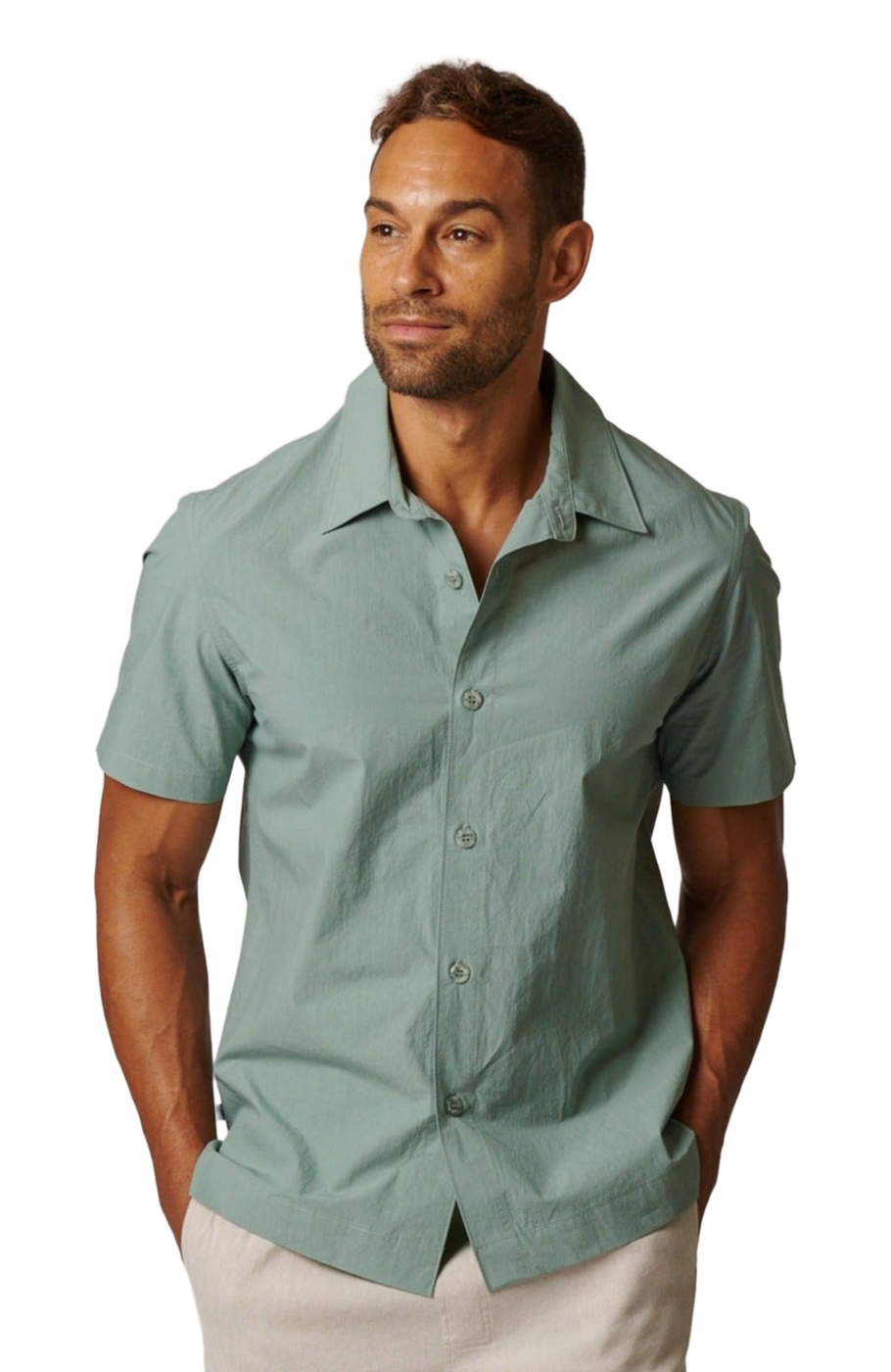 Short Sleeve Cotton Button Up