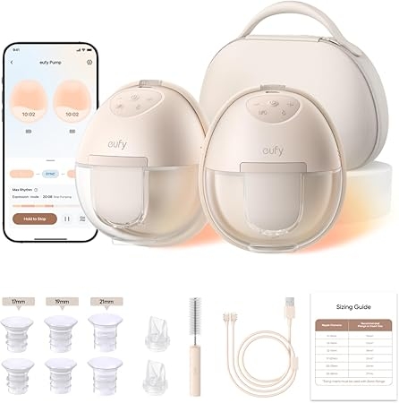 Amazon.com : eufy Security Heated Wearable Breast Pump S1 Pro, Slim Hands-Free with Industry-Leading HeatFlow Tech, Wireless Charging Case, App-Controlled OptiRhythm, Hospital-Grade Suction, in-Bra Use : Baby