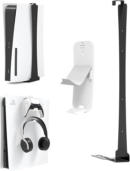 EJGAME Wall Mount Shelf Bundle Compatible with PS5(Disc/Digital) Edition, Sturdy Steel Wall Mount Bracket with Controller & Headphone Holder Hanger : Amazon.co.uk: PC & Video Games