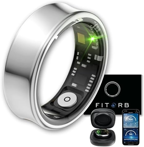 Fitorb Smart Ring Pro - Das Original. High-Tech Fitness- & Gesundheitsring, Schlafanalyse, 24/7 Aktivitätstracking. Temperaturmessung, Stress. Proberinge. (Neptun, Silber, 20,8 mm (11))