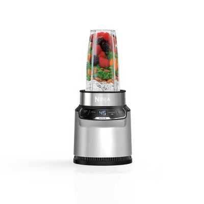 Ninja Nutri-Blender Pro with Auto-iQ - BN401: 1100W Personal Smoothie Blender, Stainless Steel, 2 Cups, Dishwasher Safe