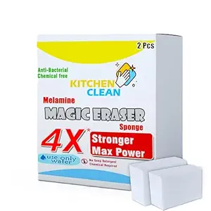 Kitchen Clean ™ 4X Stronger Melamine Magic Eraser | Chemical Free Multipurpose Nano-tech Magic Foam | Home Kitchen Bathroom Taps Wall Glass Stains Shoes Sneakers Cleaning Sponge (Pack of 2 Pcs) : Amazon.in: Health & Personal Care