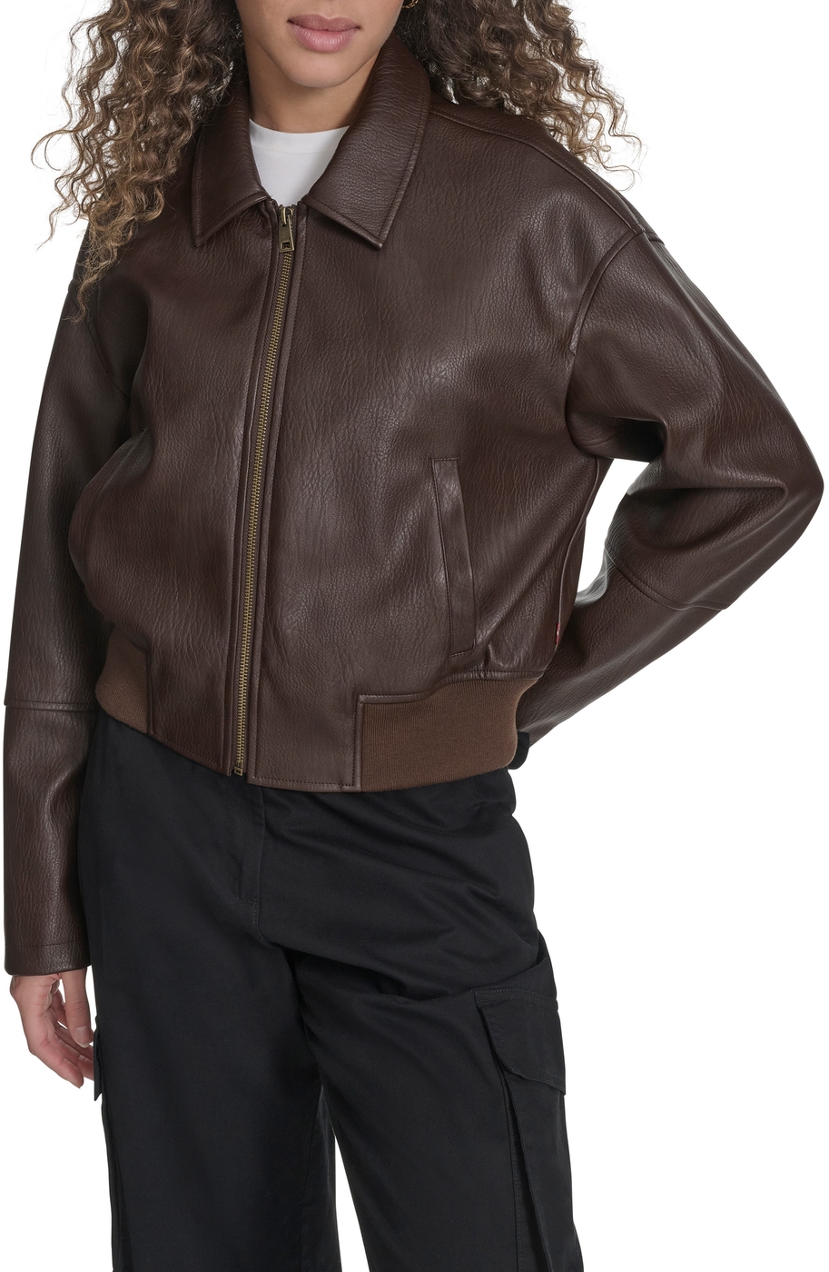 Faux Leather Bomber Jacket
