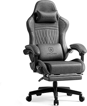 GTPLAYER Gaming Chair with Speakers, Video Game Chairs with Footrest, PC Gamer Chairs for Adults - Padded High Back Ergonomic Reclining Silla Gamer, Linkage Armrest, Ace Pro, Grey
