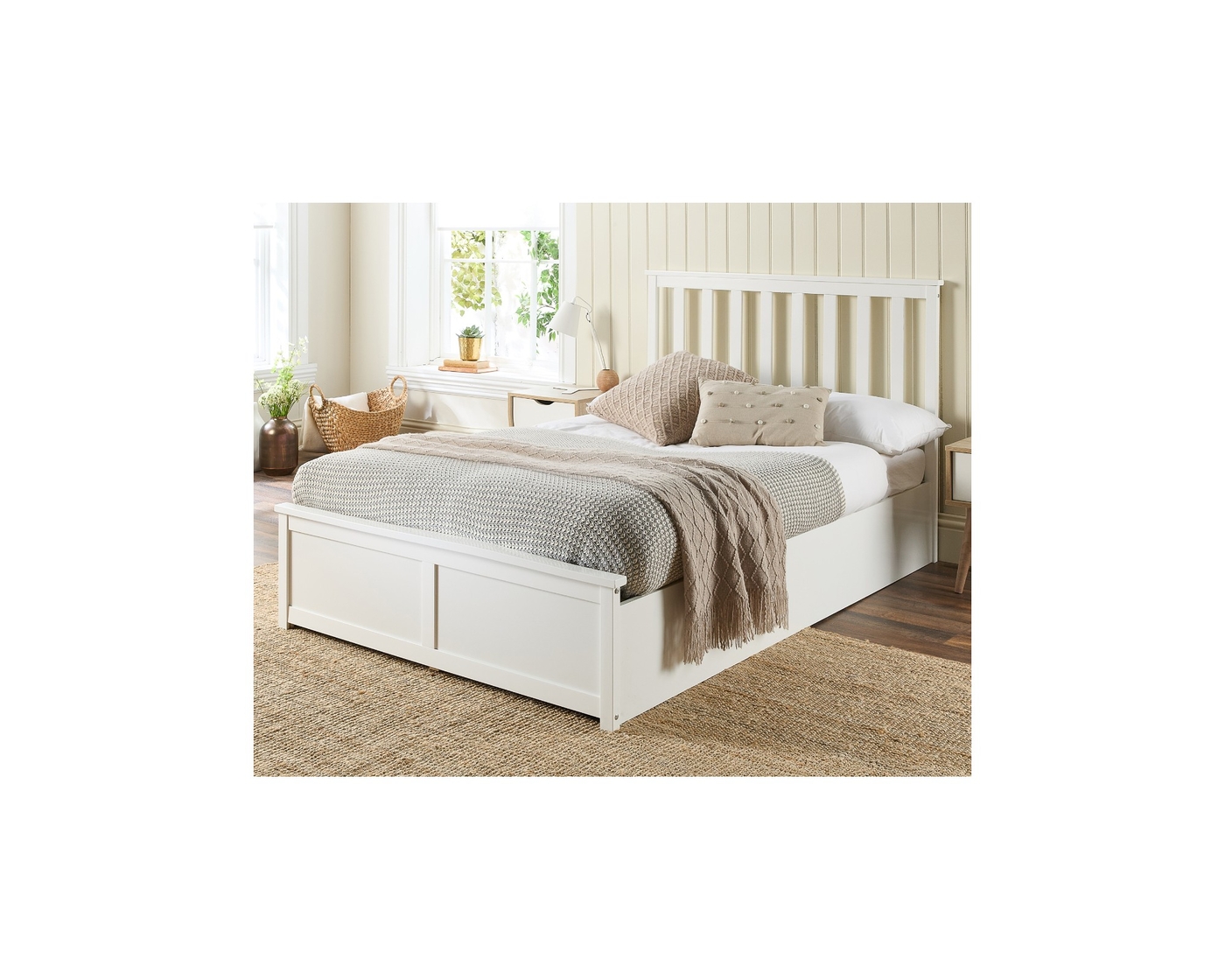 Aspire Atlantic Wooden Ottoman Bed Frame White Wood Solid Bedstead 3ft Single