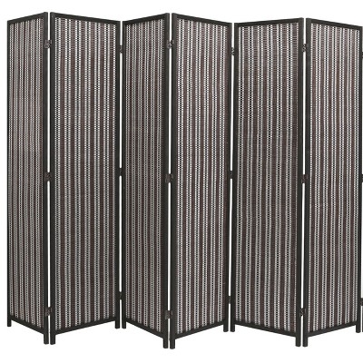 Legacy Decor 6 Panel Room Divider Natural/Beige Color Wood and Bamboo Weave