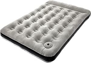 Hi-Gear Deluxe Double Air Bed with Built-in Foot Pump and Raised Pillow, for Adults, Teens & Kids, Durable, Portable, Blow Up, Inflatable Mattress, Camping, Festivals or Overnight Guests, Grey