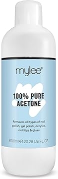Mylee 100% Pure Acetone Gel Nail Polish Remover for UV/LED, Gel Soak Off, Removes All Types of Nail Polish, Gel Polish, Acrylic, Gels, Nail Tip & Glue (600ml)