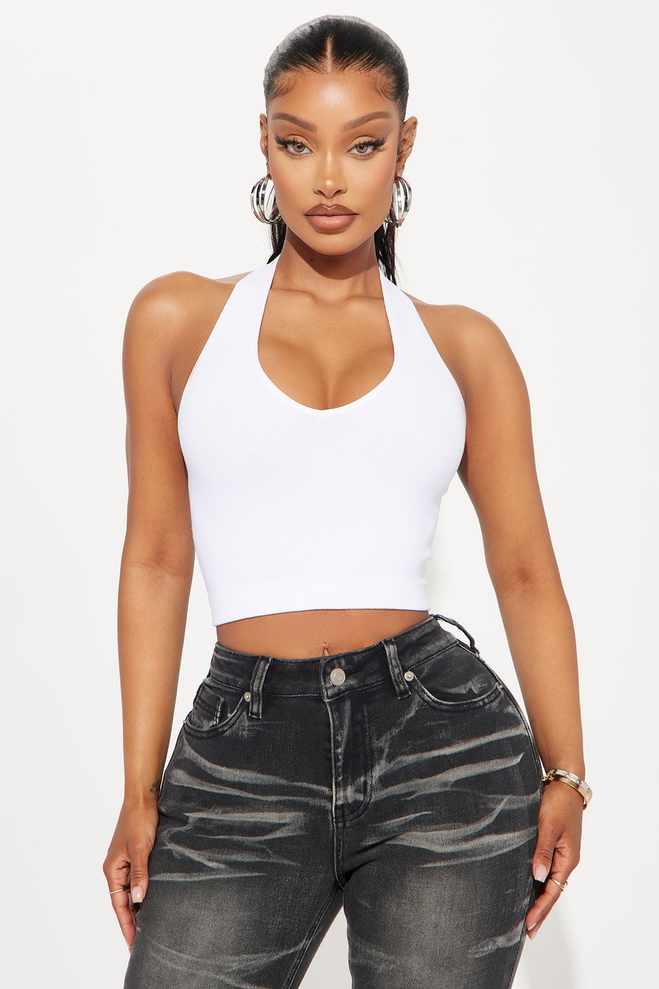 Simi Seamless Halter Crop Top - Red