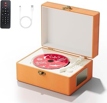Yintiny Time Music Box CD Player With Speakers For Home (orange)