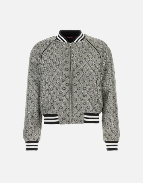 Men's Embellished Tweed Bomber Jacket