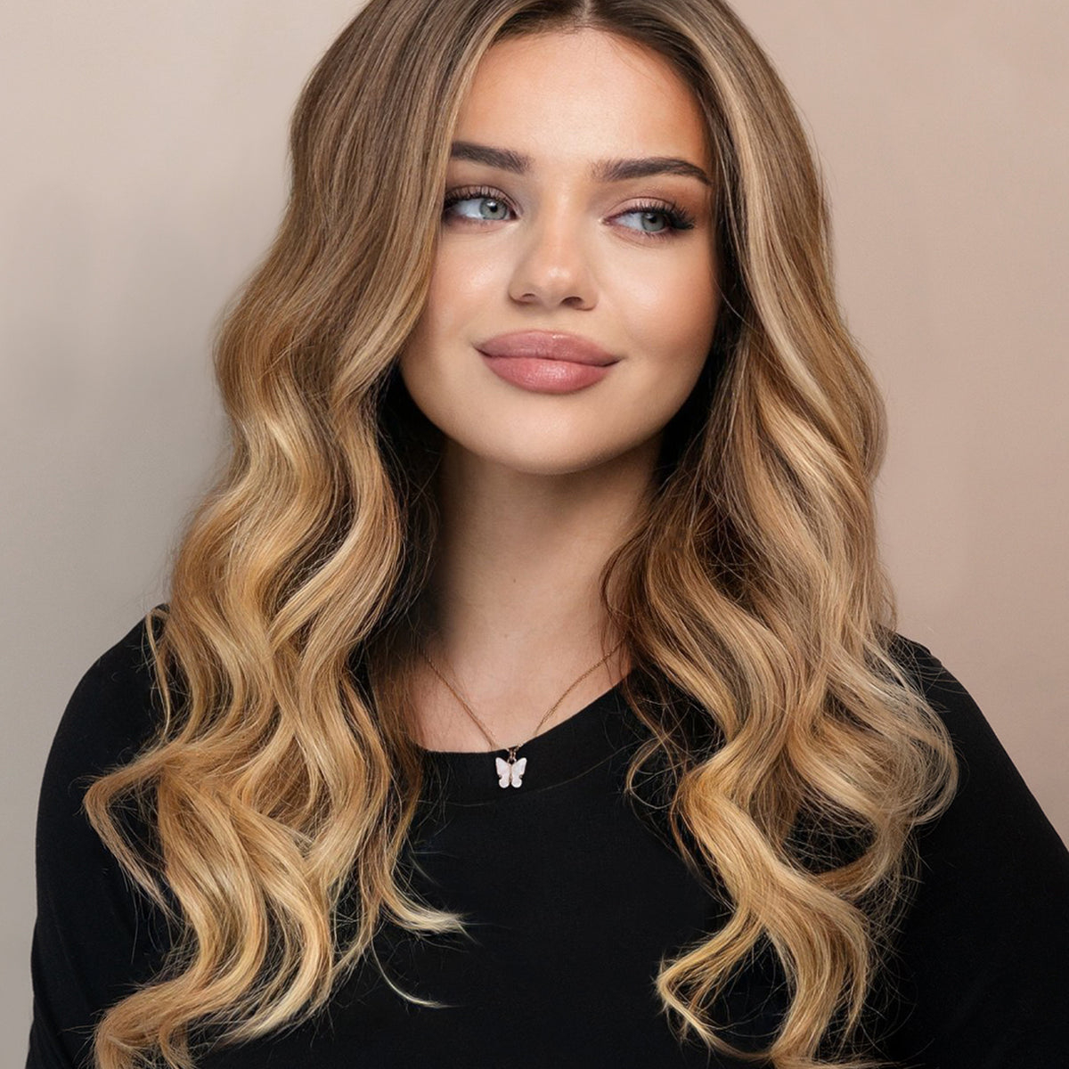 lace front human wig - 14" natural black.