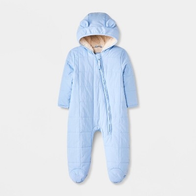 Toddler Boys' Bunting Puffer Snowsuit - Cat & Jack™ Light Blue Newborn