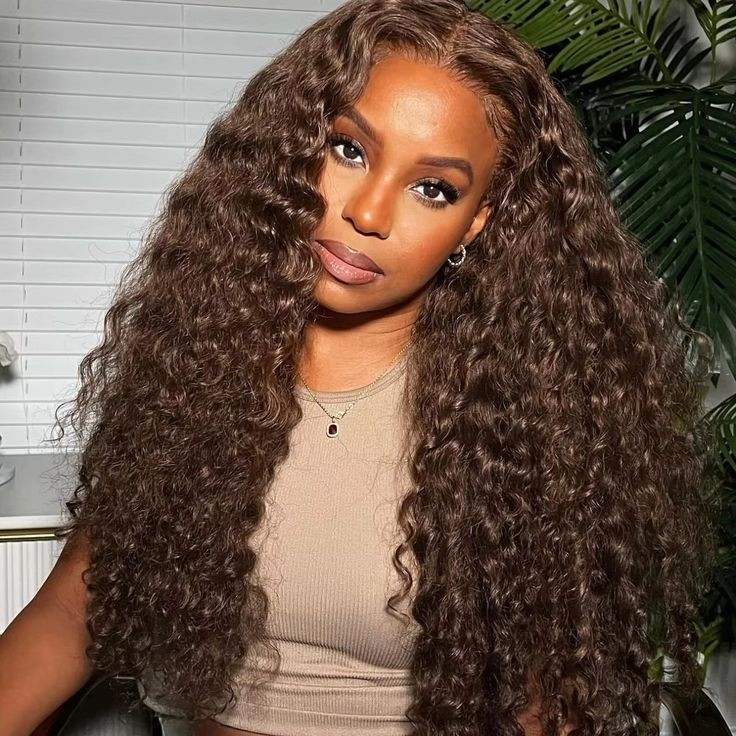 Trendy Color Wigfever M-Cap Chocolate Brown Water Wave 9x6 Pre-Plucked And Pre Cut Wear Go Glueless Lace Closure Wig