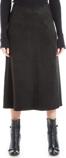 Faux Suede A-Line Midi Skirt