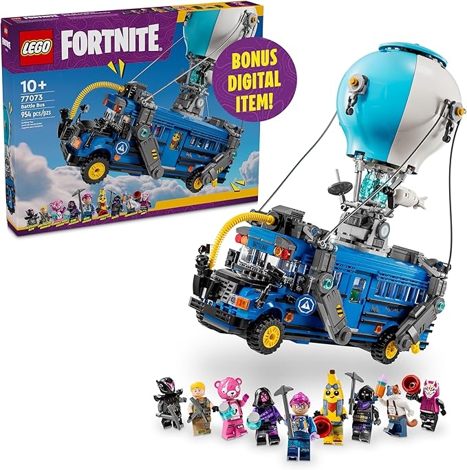LEGO Fortnite Battle Bus Building Toy - Collectible Fortnite Toy for Kids, Boys & Girls, Ages 10+ - Pretend Play Set with 9 Minifigures from Video Game - Gift for Christmas - 77073