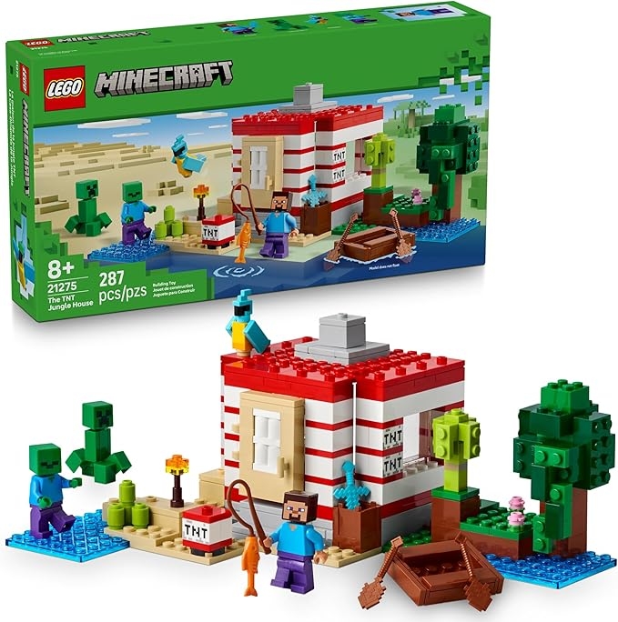LEGO Minecraft The TNT Jungle House Kids Toy for Pretend Play - Collectible Minecraft Toy - Building Set for Boys and Girls 8+ - Gift Idea for Birthdays and Video Game Fans - 21275
