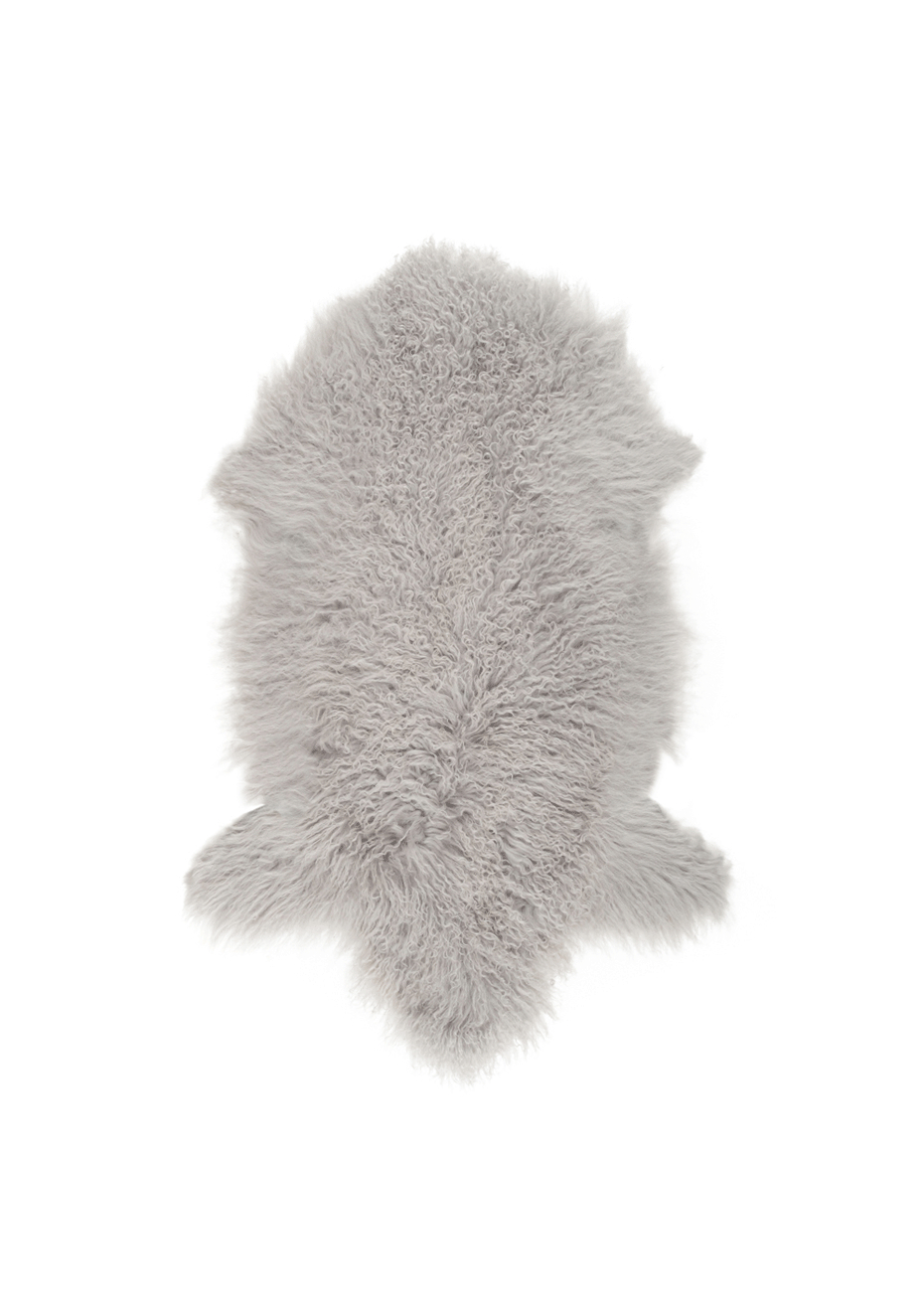 Mongolian Sheepskin Throw Rug - Light Grey