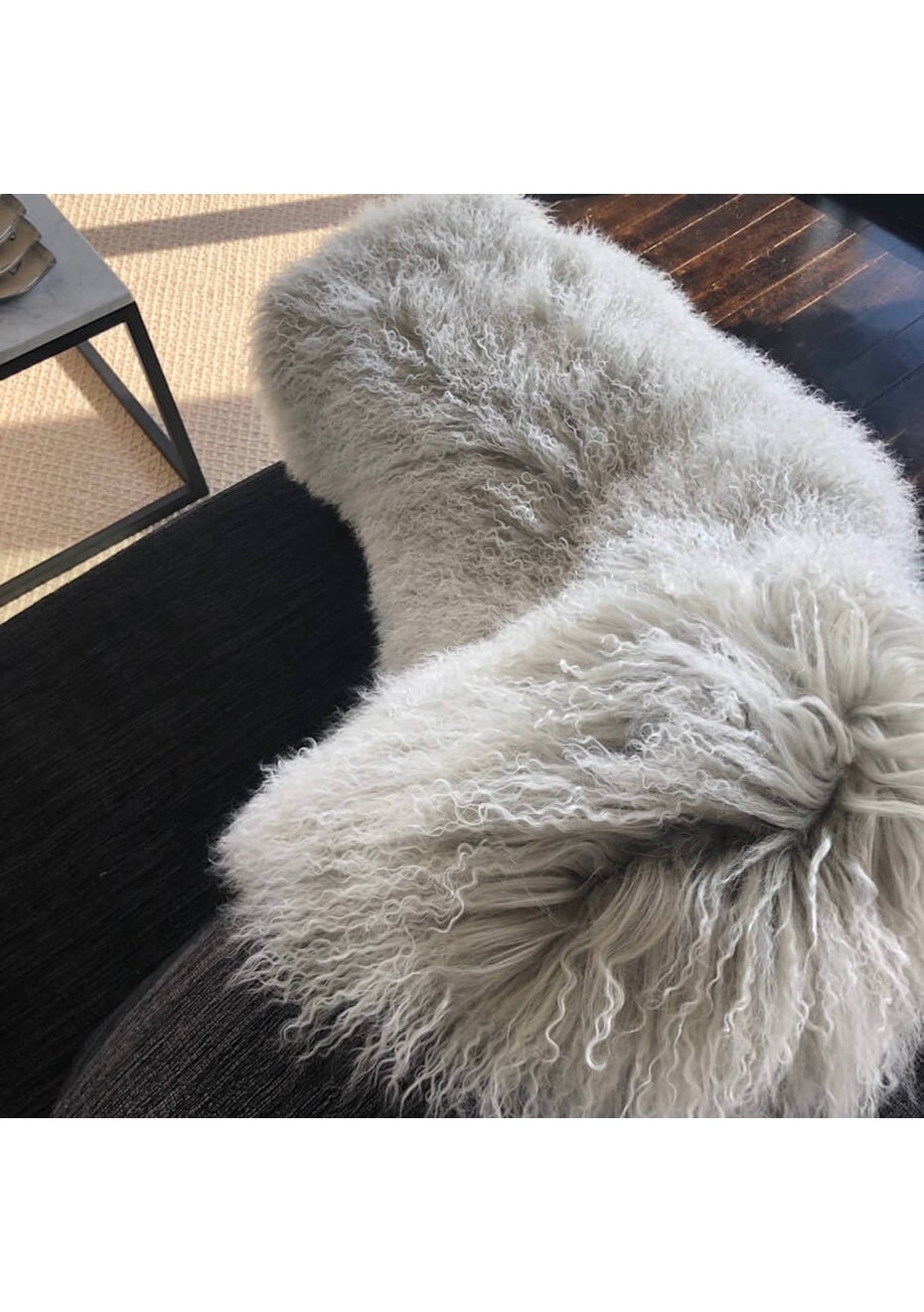 Mongolian Sheepskin Eucalyptus Grey With Snow Tips 100cm x 60cm