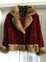 NWT: Terry Lewis Classic Luxuries Jacket with Faux Fur Trim: Size M, Red