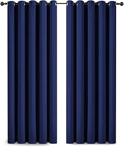 Hafaa Blackout Curtains Eyelet Navy 66x84 Inch Curtains for Kidsroom Soft Texture Thermal Insulated Living Room Curtain 2 Panels with Tie Backs