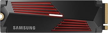 Samsung 990 PRO Heatsink NVMe M.2 SSD with heat sink, 4 TB, PCIe 4.0, 7,450 MB/s read, 6,900 MB/s write, Internal SSD with RGB for PC/console gaming and video editing, MZ-V9P4T0CW