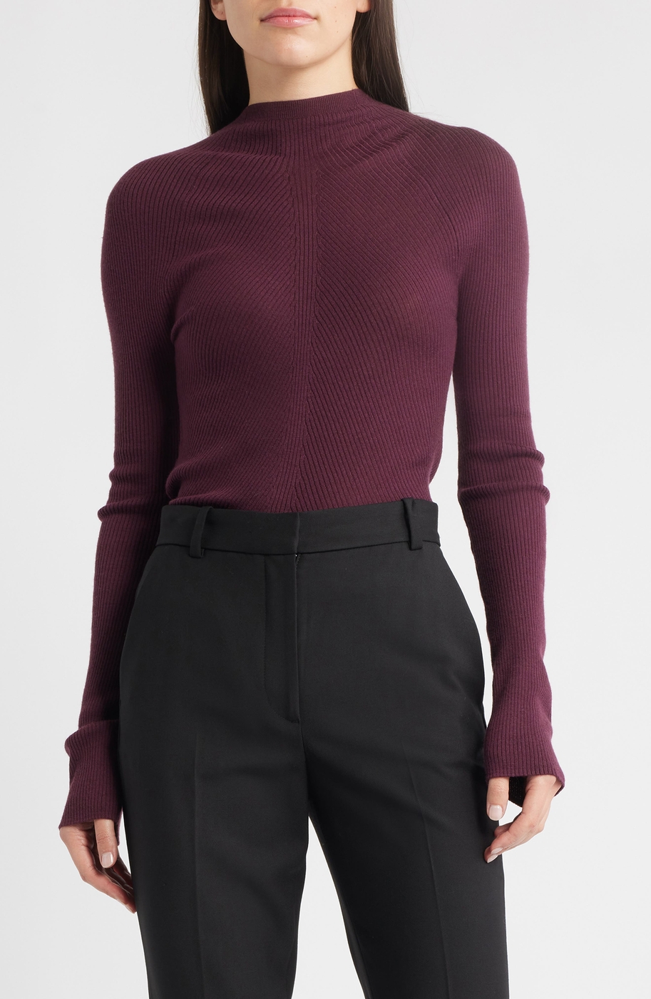 Foliora Virgin Wool Rib Funnel Neck Sweater