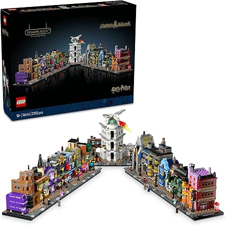 LEGO Harry Potter Diagon Alley Wizarding Shops Model Building Kit for Adults, Collectible Set for Home Office Decor, Includes 12 Wizarding World Figures incl. Ginny Weasley, Mr Borgin & More 76444