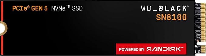 WD_BLACK 1TB SN8100 NVMe SSD Internal Solid State Drive - Gen 5 PCIe 5.0x4, M.2 2280, Seq. Read Speeds Up to 14,900 MB/s, Best for AI Applications, Gaming, and Video Editing - WDS100T1X0M
