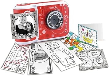 VTech KidiZoom PrintCam (Red), Digital Instant Camera for Children with Built-In Printer, Video Recording, Special Effects, Fun Games & Comic Strip Maker, Rechargeable Battery, Age 5 Years +