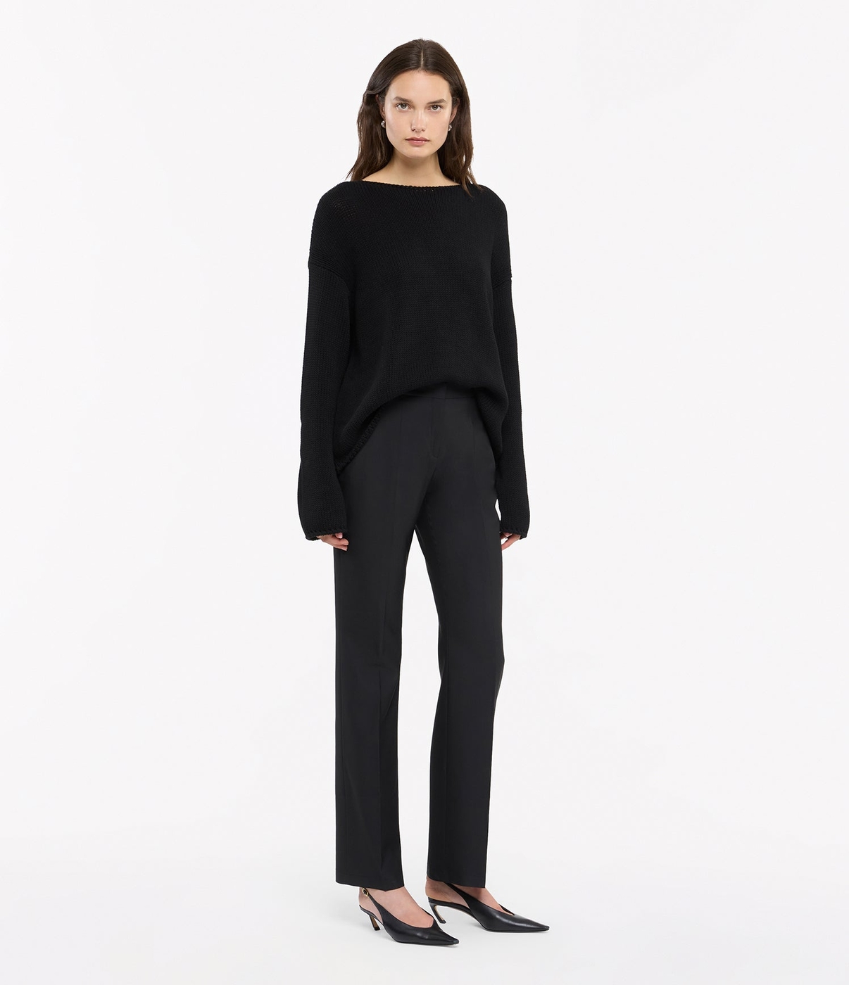 Draped Knit Sweater | Black