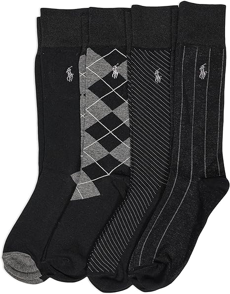 POLO RALPH LAUREN Men's Assorted Pattern Dress Crew Socks (4-Pack)