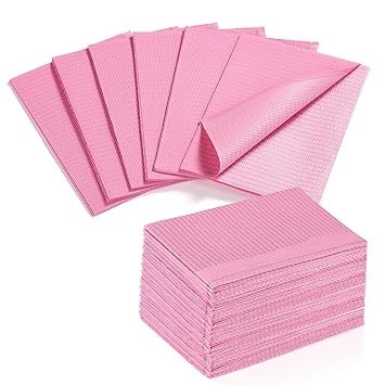 Makartt Disposable Nail Mats: 50Pcs Easy to Clean,3 Ply Waterproof Nail Table Desk Towel for Manicure Pedicure, Versatile for Tattoo & Dental Bibs, Salon Nail Tech & Home DIY Nail Art Supplies Pink