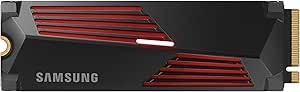 Samsung 990 PRO Heatsink NVMe M.2 SSD with heat sink, 4 TB, PCIe 4.0, 7,450 MB/s read, 6,900 MB/s write, Internal SSD with RGB for PC/console gaming and video editing, MZ-V9P4T0CW