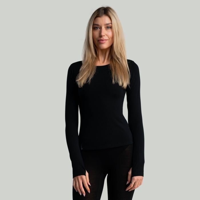 Γυναικείο μακρυμάνικο μπλουζάκι MERINO I Black - STRIX